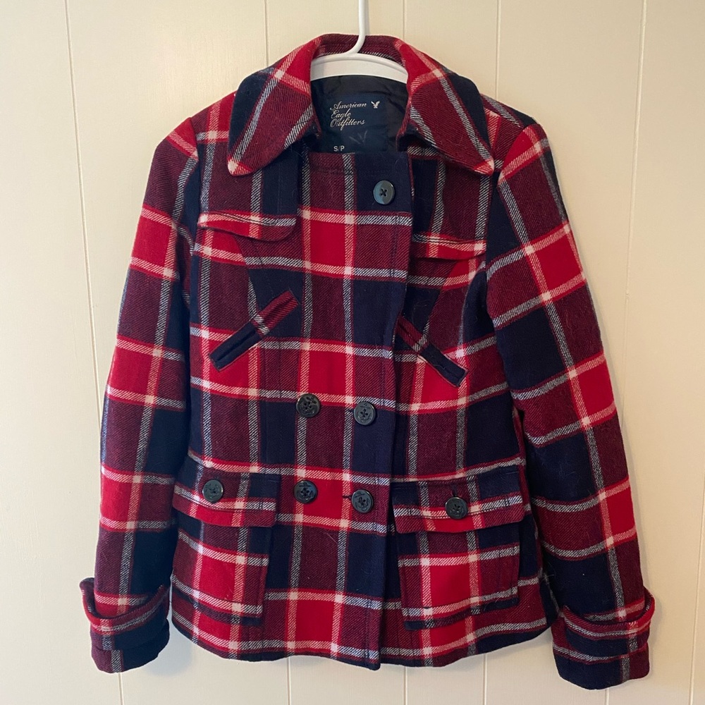 Plaid Wool Button Down Jacket